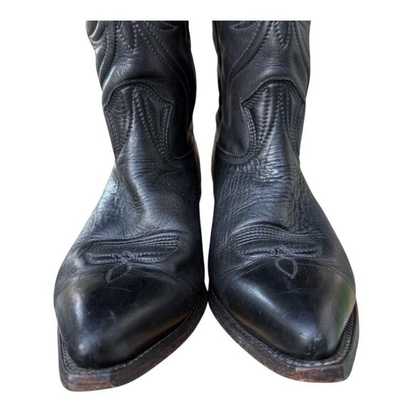 Vintage Stewart Boot Co Black Leather Western Cowboy Boot Men size 8.5 D - Picture 4 of 11